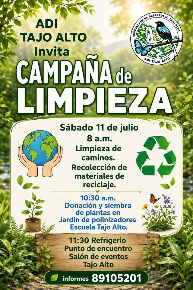 Afiche de la Campaña de Limpieza de la ADI Tajo Alto del sábado 11 de julio