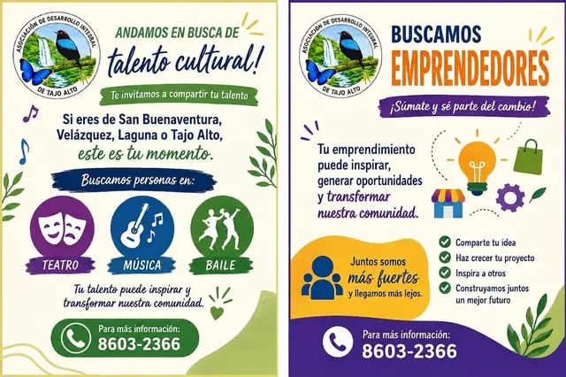 Afiches de la convocatoria a talento cultural y emprendedores para el Ride Cultural en Tajo Alto